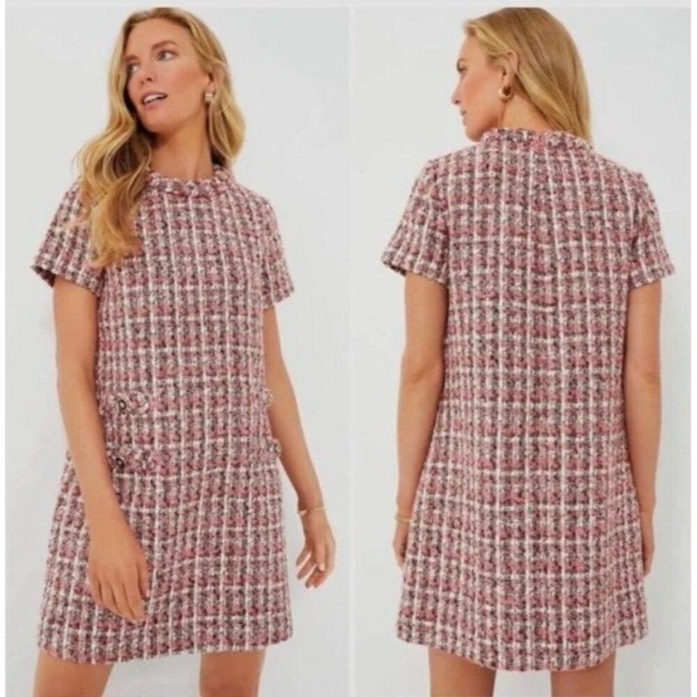 NWT Tuckernuck Multicolor Shimmer Tweed Jackie O Dress Lined Size L Metallic